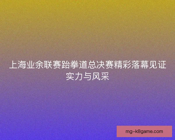 上海业余联赛跆拳道总决赛精彩落幕见证实力与风采 上海业余联赛跆拳道总决赛精彩落幕见证实力与风采